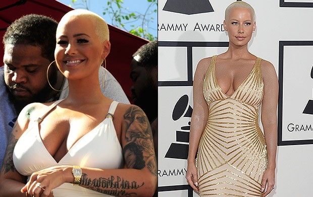 Amber Rose esconde tatuagens durante o Grammy (