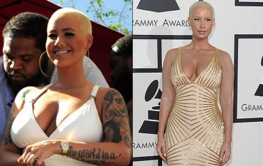 Amber Rose esconde tatuagens durante o Grammy (