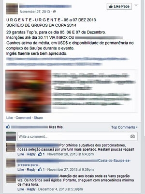 Pgina no Facebook agencia modelos para trabalhos em festas aps eventos internacionais