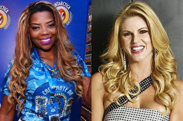 A cantora Ludmilla e a socialite Val Marchiori 